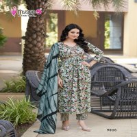 Mystic 9 Pooja Vol-9 Wholesale Aliya Cut Kurti With Pant And Dupatta