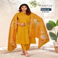 Fablily Seerat Wholesale Golden Silk With Embroidery Top With Pant And Dupatta