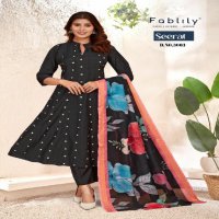 Fablily Seerat Wholesale Golden Silk With Embroidery Top With Pant And Dupatta