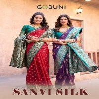 gobuni sanvi silk 1301-1306 series party wear saree for womens