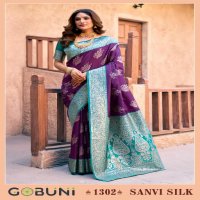 gobuni sanvi silk 1301-1306 series party wear saree for womens