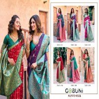 gobuni sanvi silk 1301-1306 series party wear saree for womens