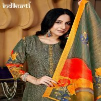 indikurti twisha readymade linen shimmer casual combo set 3pcs dress
