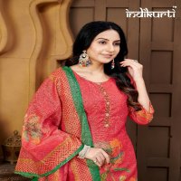 indikurti twisha readymade linen shimmer casual combo set 3pcs dress
