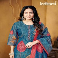 indikurti twisha readymade linen shimmer casual combo set 3pcs dress
