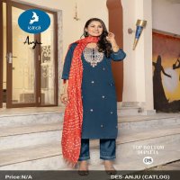 kaya launch anju roman silk readymade big size stylish 3pcs dress