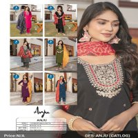 kaya launch anju roman silk readymade big size stylish 3pcs dress