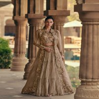 mahotsav Nx by sayuri designer chinon silk embroidered full stitch indo western dress