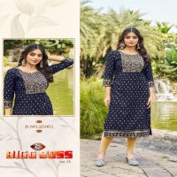Blue Hills Bigg Boss Vol-25 Wholesale 14 Kg Reyon Embroidery Work Side Cut Long Kurtis