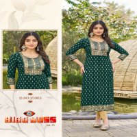 Blue Hills Bigg Boss Vol-25 Wholesale 14 Kg Reyon Embroidery Work Side Cut Long Kurtis
