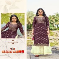 Blue Hills Bigg Boss Vol-25 Wholesale 14 Kg Reyon Embroidery Work Side Cut Long Kurtis