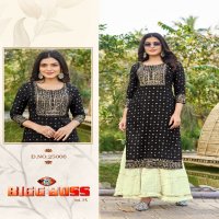 Blue Hills Bigg Boss Vol-25 Wholesale 14 Kg Reyon Embroidery Work Side Cut Long Kurtis