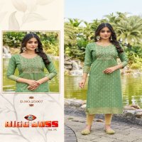 Blue Hills Bigg Boss Vol-25 Wholesale 14 Kg Reyon Embroidery Work Side Cut Long Kurtis