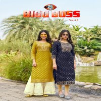 Blue Hills Bigg Boss Vol-25 Wholesale 14 Kg Reyon Embroidery Work Side Cut Long Kurtis
