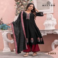 Mittoo Baarati Wholesale Vichitra Fabrics Kurti With Pant And Dupatta
