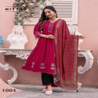 Mittoo Baarati Wholesale Vichitra Fabrics Kurti With Pant And Dupatta