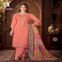 Alok Mishika Wholesale Pure Zam Fancy Embroidery Dress Material