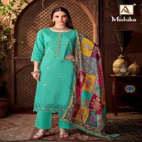 Alok Mishika Wholesale Pure Zam Fancy Embroidery Dress Material