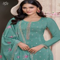 Vinay Kuleesh Zarkan Wholesale Embroidered Moongasilk With Hand Work Straight Suits