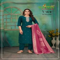 Hariyaali 5 Star Wholesale PV Silk With Coding Work 3 Piece Suits Combo