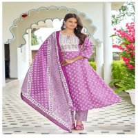 Premnath Pitambri Wholesale Pure Cotton Anarkali 3 Piece With Cotton Dupatta Suits