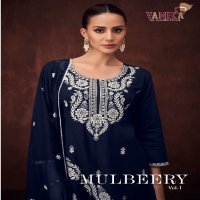 Vamika Mulberry Vol-1 Wholesale Heavy Viscose Rayon With Work Kurti With Pant And Dupatta