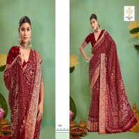 Shubh Shree Tulsi Bandhej Wholesale Tusser Silk Ethnic Indian Sarees