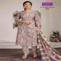 Rangmaya Goldy Plus Wholesale Cotton Fabrics Kurti With Pant And Dupatta