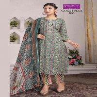 Rangmaya Goldy Plus Wholesale Cotton Fabrics Kurti With Pant And Dupatta