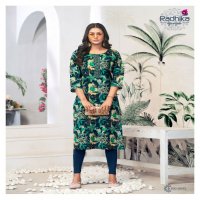 Radhika Lifestyle Alisha Vol-2 Wholesale Liva Approved Reyon Print With Work Long Kurtis