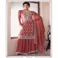 Vinay Kuleesh Syona Wholesale Thread Embroidery Chinon Sharara Pant Party Wear Suits