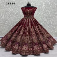 Anjani Art D.no 1813 Wholesale Velvet Fabrics Designer Lehengas