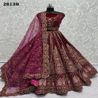 Anjani Art D.no 1813 Wholesale Velvet Fabrics Designer Lehengas