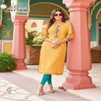 Mittoo Kalista Wholesale Heavy Reyon With Handwork Long Kurtis