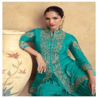chakori Gold by aashirwad creation chinon silk fully stitch plazzo style festive suit