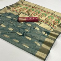 Rajtex Korra Signature Wholesale Paithani Zari Tissue Party Wear Indian Sarees