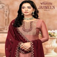 Vishnu Jasmeen Vol-2 Wholesale Vichitra Silk Fabrics Dress Material
