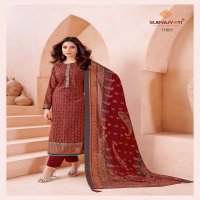 Suryajyoti Pushpa Vol-11 Wholesale Heavy Modal With Neck Embroidery Dress Material