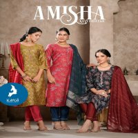 Kaya Amisha Wholesale Vertican Silk Straight Cut Top With Pant And Dupatta