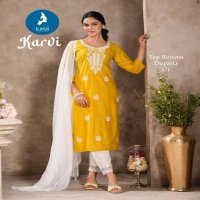 Kaya Karvi Wholesale Rayon Slub Fabrics Readymade Indian Salwar Suits