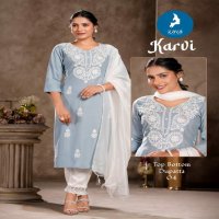Kaya Karvi Wholesale Rayon Slub Fabrics Readymade Indian Salwar Suits
