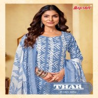 Bipson Thar 3056 Wholesale Pure Cotton With Schiffli Lace Work Dress Material