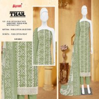 Bipson Thar 3056 Wholesale Pure Cotton With Schiffli Lace Work Dress Material