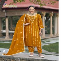 Karissa Lizaa Wholesale Pure Reyon Kurti With Pant And Dupatta