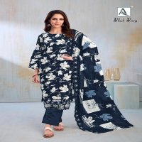 Alok Black Berry Wholesale Pure Cambric Cotton With Work Dress Material