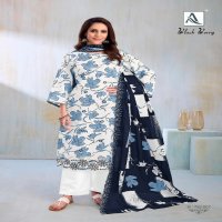 Alok Black Berry Wholesale Pure Cambric Cotton With Work Dress Material
