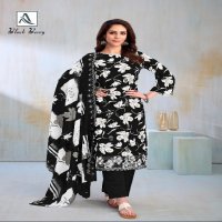 Alok Black Berry Wholesale Pure Cambric Cotton With Work Dress Material