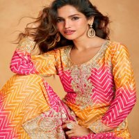 Aashirwad Raaga Wholesale Premium Chinon Silk Free Size Stitched Suits