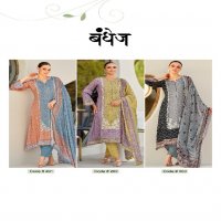 The Hermitage Shop Bandhej Wholesale Pure Jaam Satin With Work Dress Material