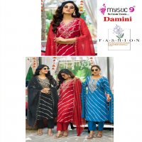Mystic 9 Damini Vol-1 Wholesale Roman Silk Modal Lehriya Print Straight Cut Catalog